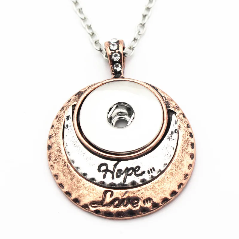 Новинка 5 шт./лот круглый кулон с надписью Hope Love розовое золото 18 мм сменная кнопка