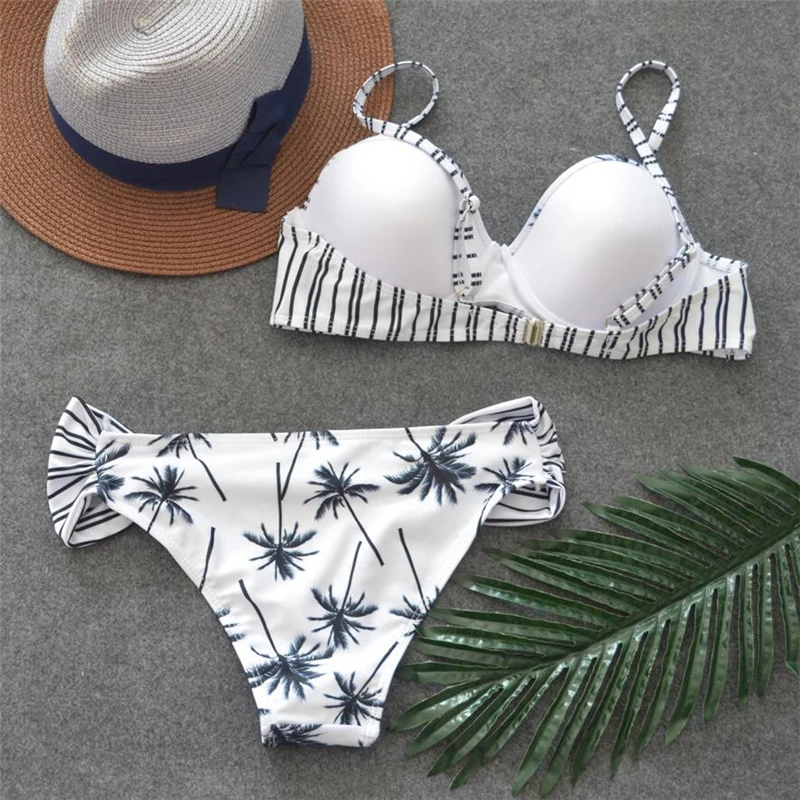 Белый Экстра push комплект бикини купальники женские новые бедра с Бикини Топ
