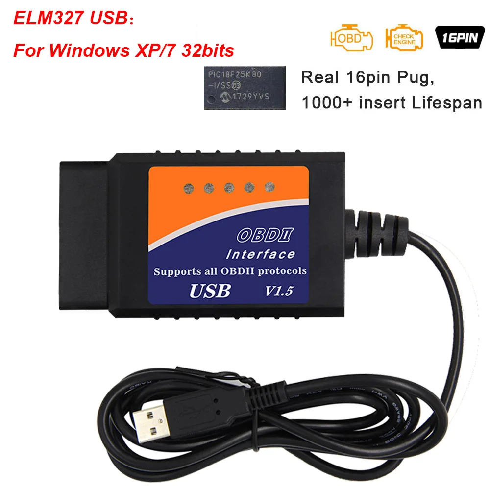 ELM 327 V1.5 PIC18F25K80 чип OBD2 Bluetooth WI-FI USB Поддержка Android/IOS OBD OBD2 автомобильный диагностический сканер elm327 v1.5