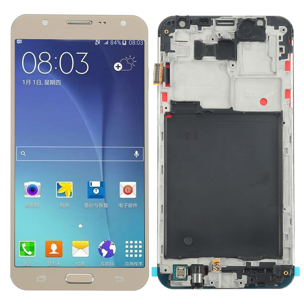 Gold no Tools J700F Дисплей для samsung Galaxy J7 ЖК-дисплей J700 J700M J700H ЖК-дисплей Дисплей сенсорный Экран+ рамка в сборе для samsung j7 Экран - Цвет: Gold no Tools