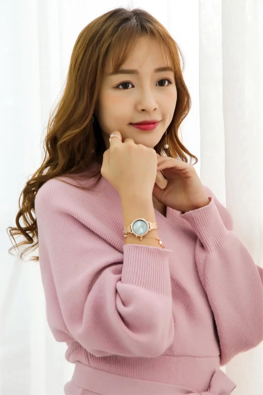 KIMIO красочные кварцевые с бриллиантами часы алый розовый золотой браслет Женское