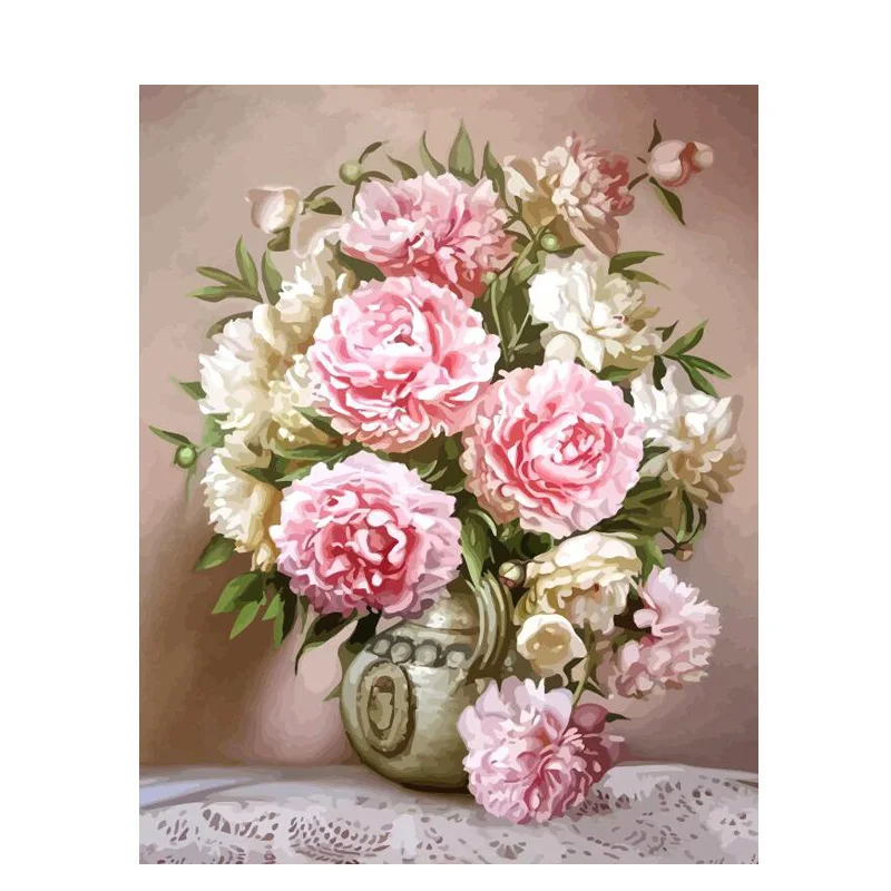 Нежный пион flowerDIY Цифровая живопись по номеру Современная Настенная холст