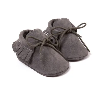 dark grey Горячая Распродажа кожаная бахрома PU мягкой подошвой newnborn для маленьких мальчиков и девочек mocassion обувь для новорожденных с нескользящей подошвой на шнуровке детские туфли для новорожденных - Цвет: dark grey