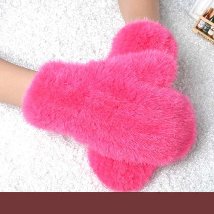 Deep pink A 006 Новые популярные зимние женские перчатки из натурального меха норки милые женские перчатки из натурального меха норки Хорошие эластичные женские зимние вязаные - Цвет: Deep pink A