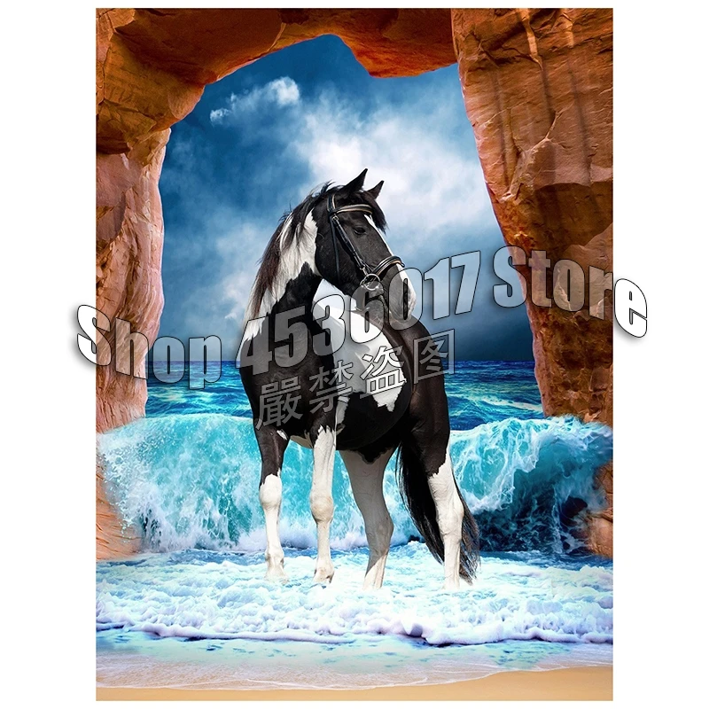 

Full Square 5D DIY Diamond Painting Horses Landscape Ocean canvas Embroidery Cross Stitch Needlework Diamond Mosaic Decor Gift