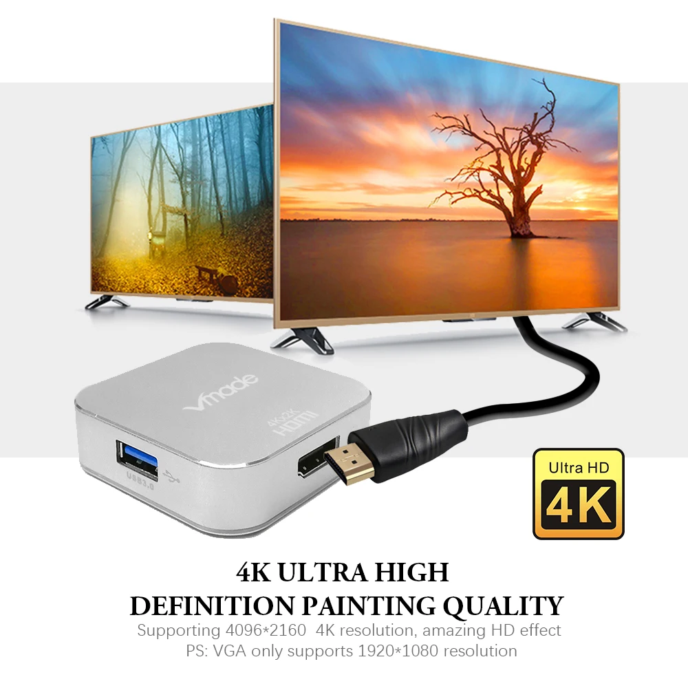 Черный USB C к HDMI 4K VGA адаптер 3 0 Тип USBC видео сигнал конвертер для huawei Macbook Pro Google