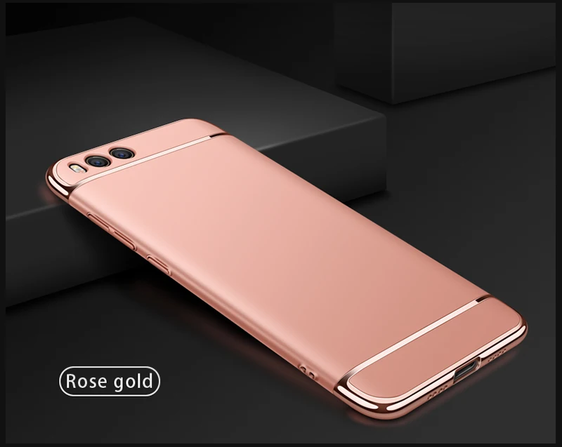 Xiaomi Mi 6 M6 Plus 3 в 1 позолоченный чехол для телефона Coque Xiaomi Mi 6 задняя крышка PC Твердый защитный корпус Fundas черный синий красный - Цвет: Rose Gold