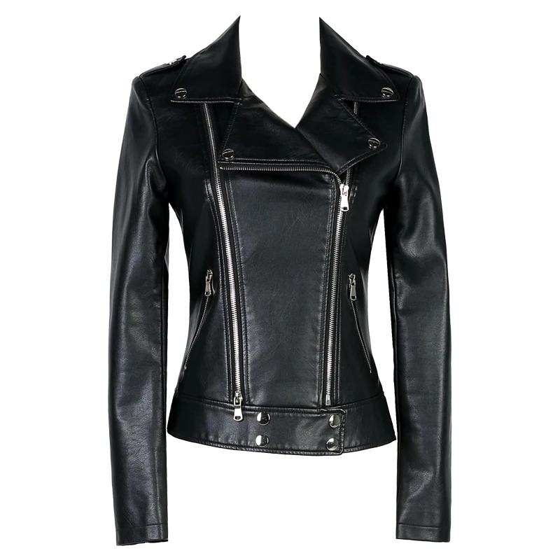 Женская короткая Дизайнерская кожаная куртка новинка весны 2018 мотоциклетная из