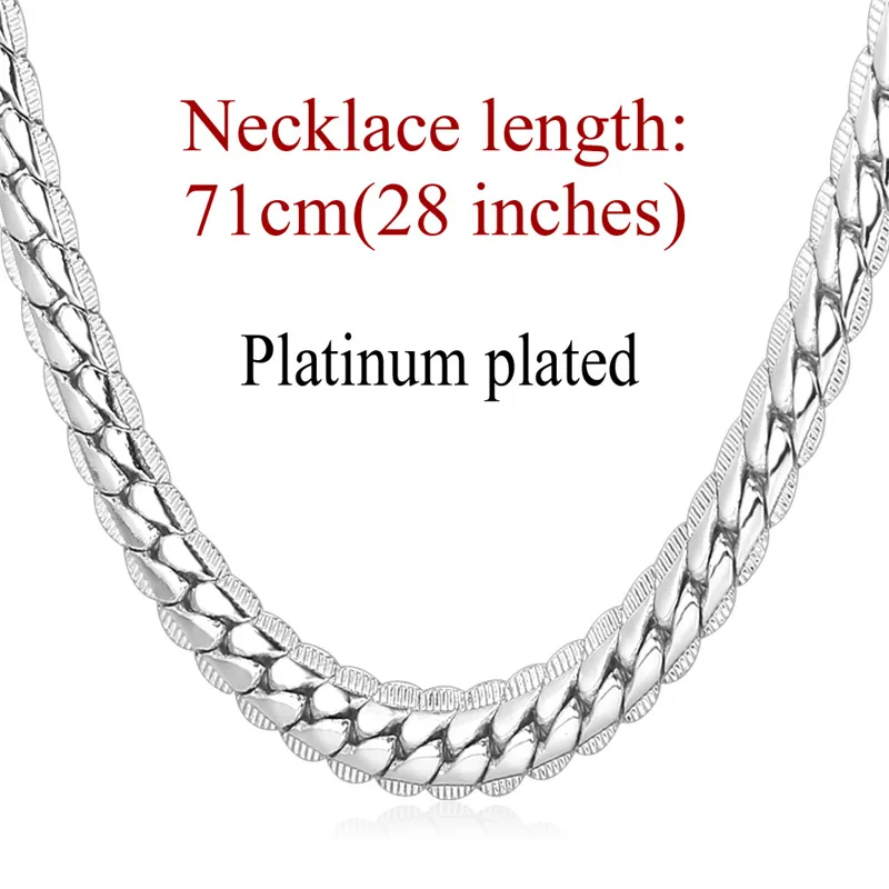 platinum plated 28in Мужское ожерелье в стиле панк, Черное золото, кубинское ожерелье s, мужское Ожерелье t, ювелирные изделия N739G - Окраска металла: platinum plated 28in