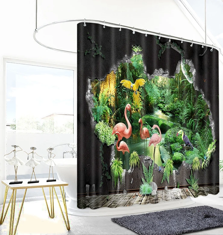 Средневековая ручная роспись морской тропический завод занавеска для душа