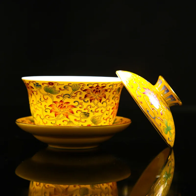 Цветной эмалированный чайный сервиз Gaiwan чайные чашки Традиционная Керамическая
