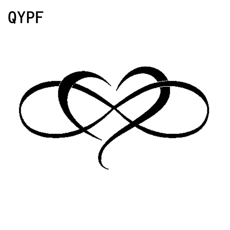 

QYPF 16CM*8.3CM Fashion Heart Love Forever Vinyl Decoration Car Sticker Decal Black/Silver Graphical C15-0704