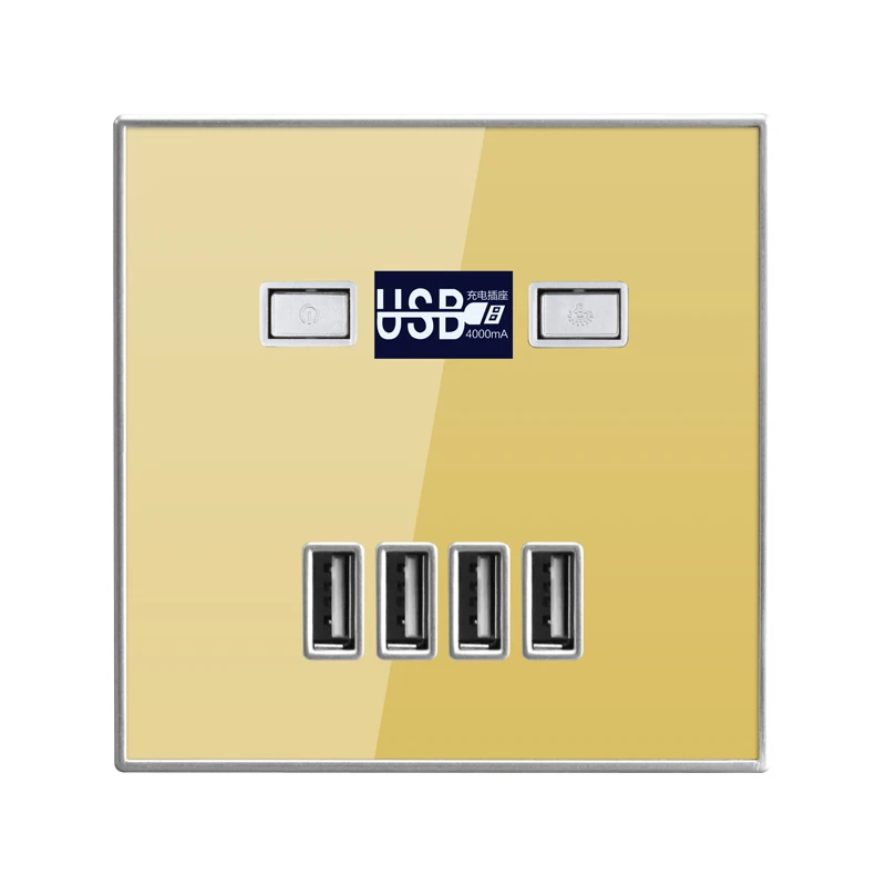 SRAN 4USB быстрый интерфейс розетка электрическая с USB огнестойкая конструкция из поликарбоната материал Золотая Панель розетка