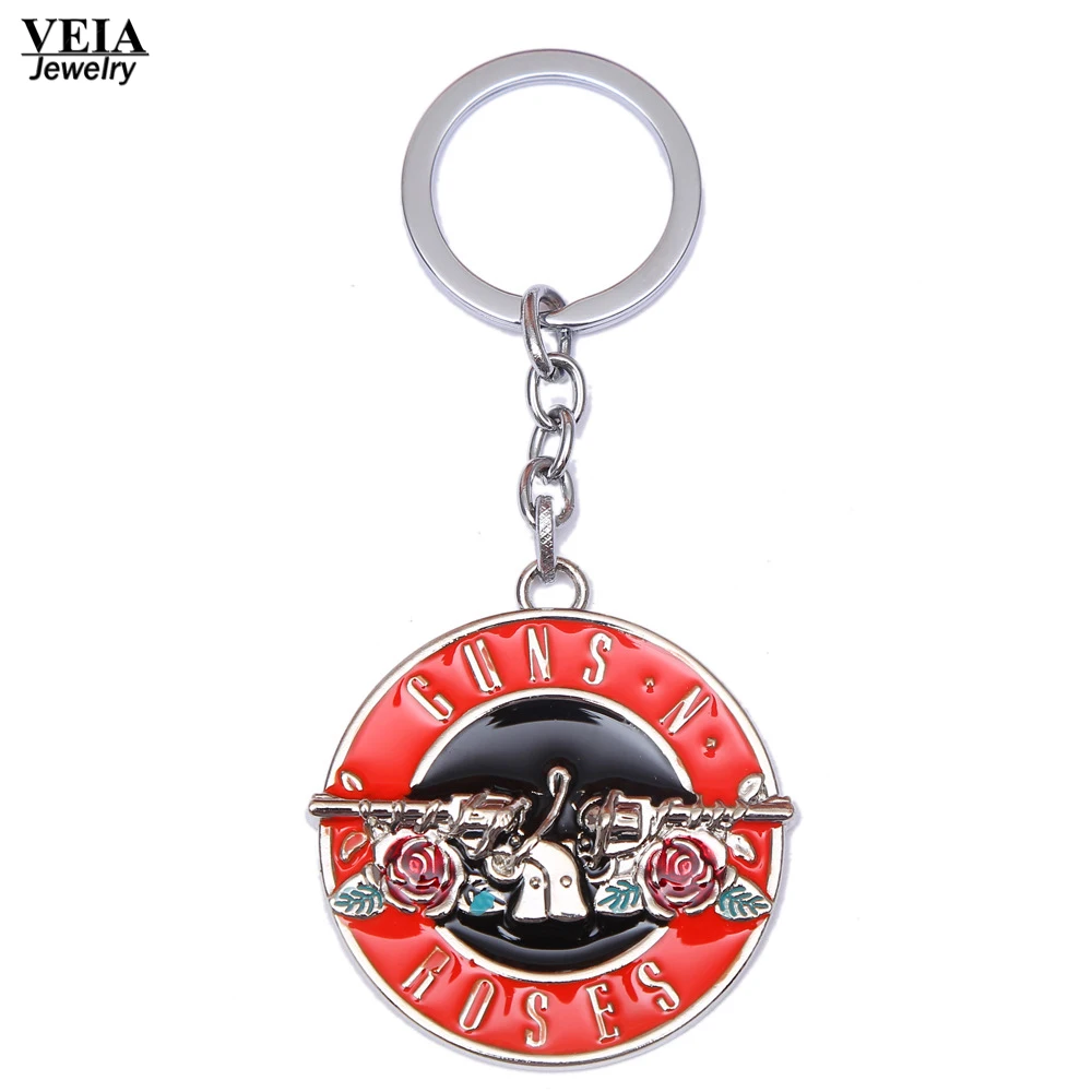 VEIA Joyas музыкальная группа GnR Guns N' Roses логотип брелок с пистолетом и черепом