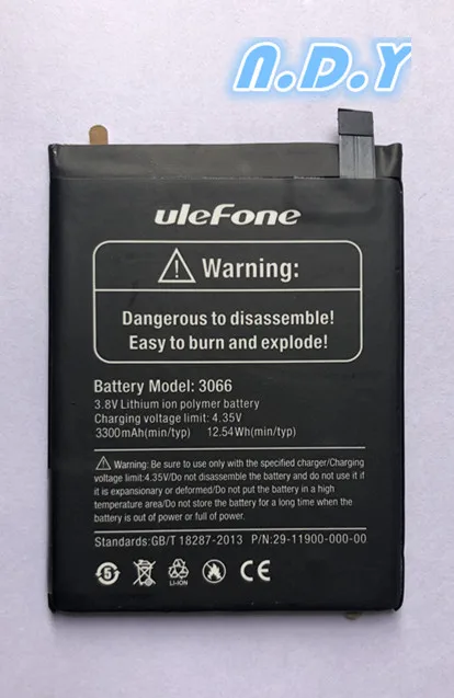 100% Оригинальный аккумулятор Ulefone X (3066) 3300 мАч для ULEFONE Bateria батареи сотового