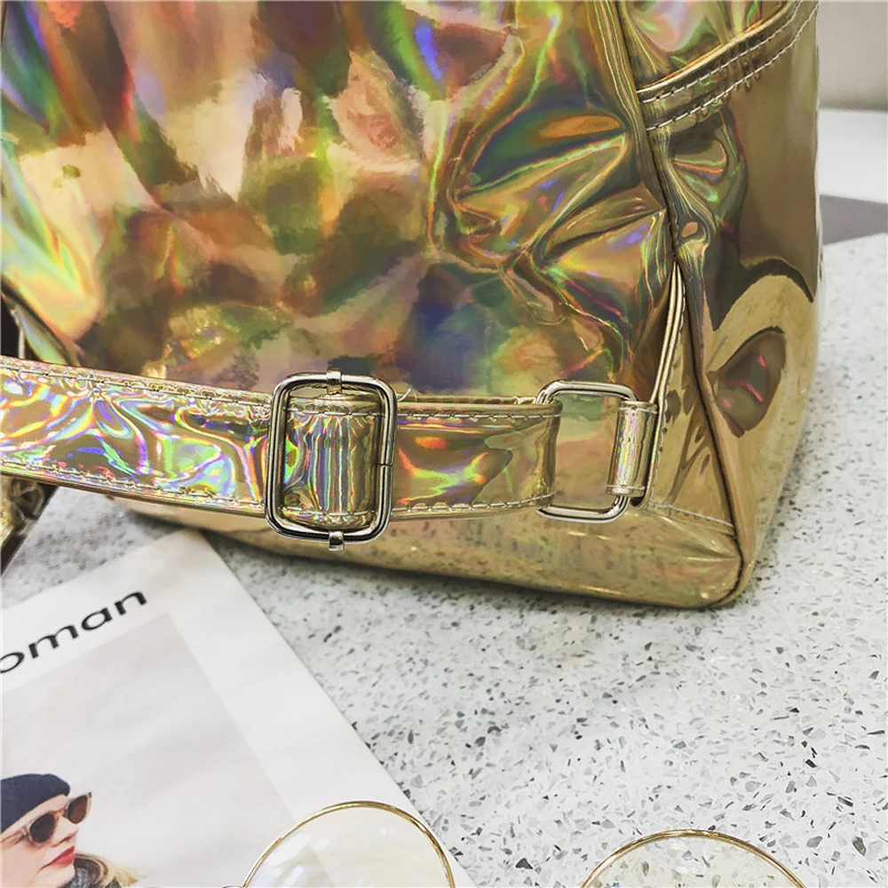 2018 Новая мода Лазерная женщин голографическая рюкзак сумка студентка голограмма