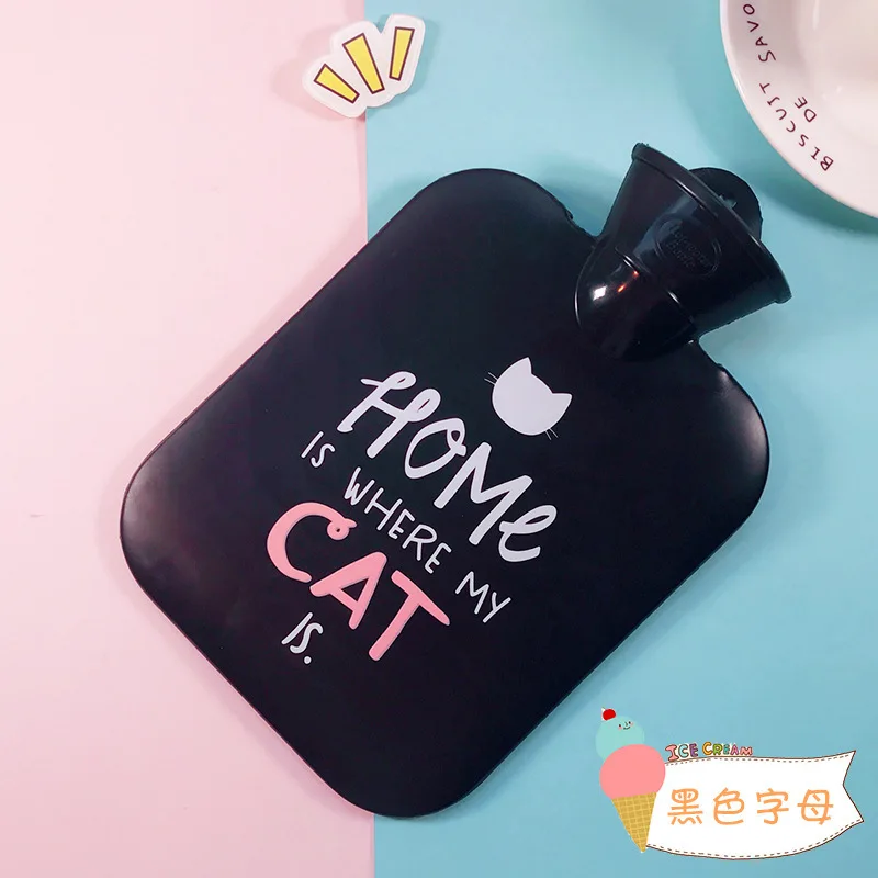 

FOURETAW 1 Piece Creative Kawaii Novelty Classic English Word Meow Fashion Pocket Hand Feet Warm Hot Water Bag Bottles