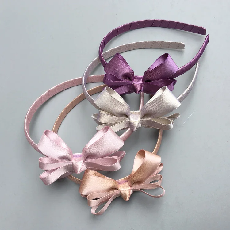Модные блестящие Ленточные повязки для волос с бантом милые на голову аксессуары