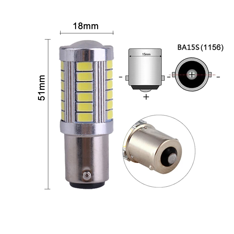 1x S25 PY21W P21W 1156 Ba15s 1157 Bay15d светодиодный для автомобиля лампы 12V лампы сигнала поворота Стоп-сигнал парковки задним ходом светильник 33SMD цвет: желтый, белый