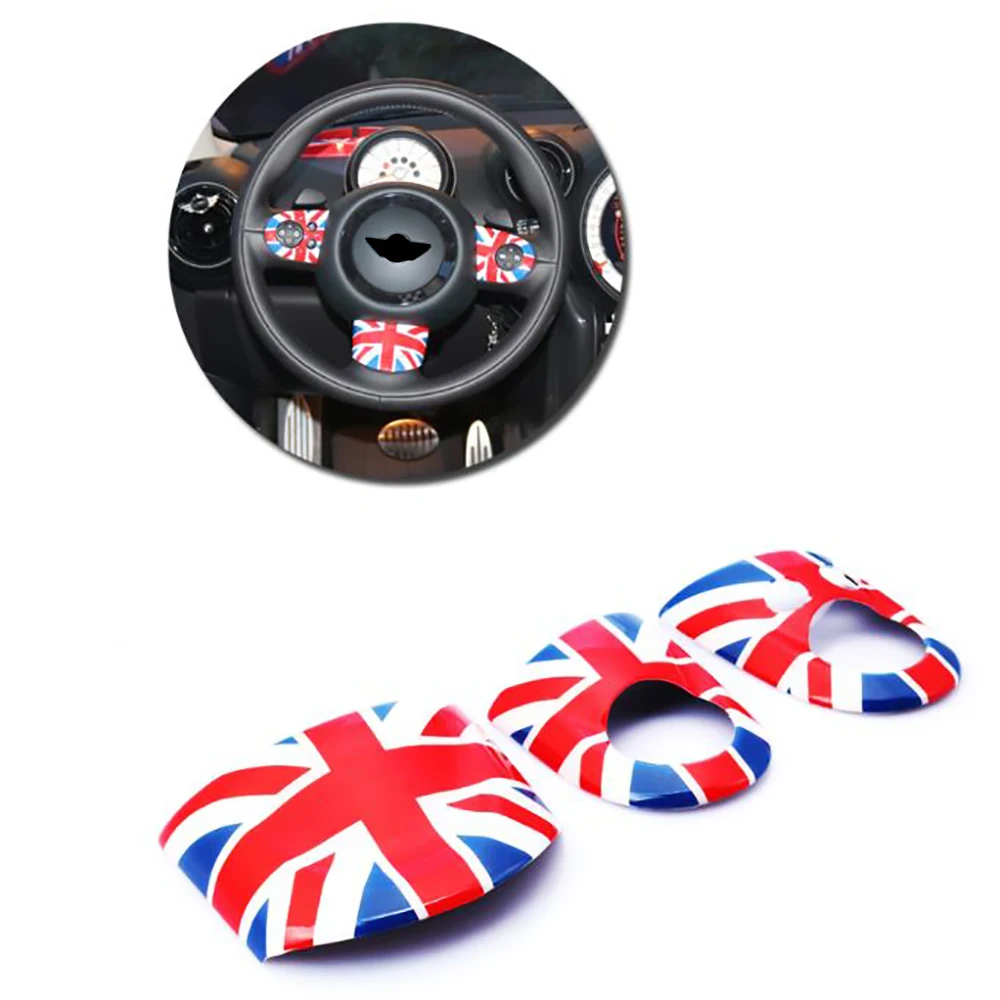 

3pcs Union Jack Car Steering Wheel Sticker Cover Decoration for Mini Cooper JCW Clubman R55 R56 R57 R58 R59 R60 R61 Car Styling