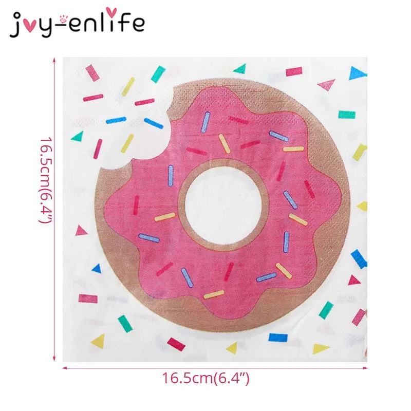 

JOY-ENLIFE 20pcs Wedding Decoration Donut Party Theme Disposable Tableware Napkin Paper Baby Shower 1st Birthday Party Supplies