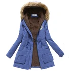 Женское зимнее утепленное пальто, сезон осень-зима 2021, базовая хлопковая куртка с капюшоном и мехом, верхняя одежда, облегающая Длинная женская куртка
