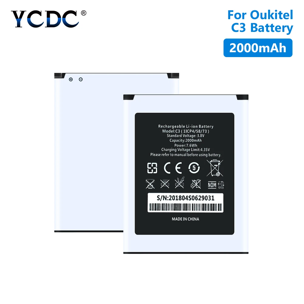 Высокое качество 3 8 V 2000mAh литий полимерный Батарея для Oukitel C3 мобильный телефон