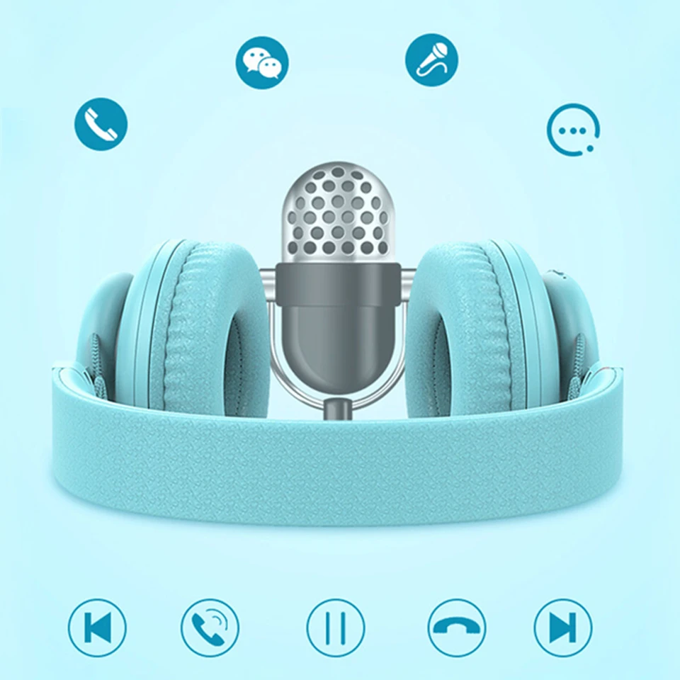 Детская гарнитура для девочек, Bluetooth гарнитура, наушники, беспроводные наушники, стерео микрофон, гарнитура, игровые наушники, сильные басы, музыка