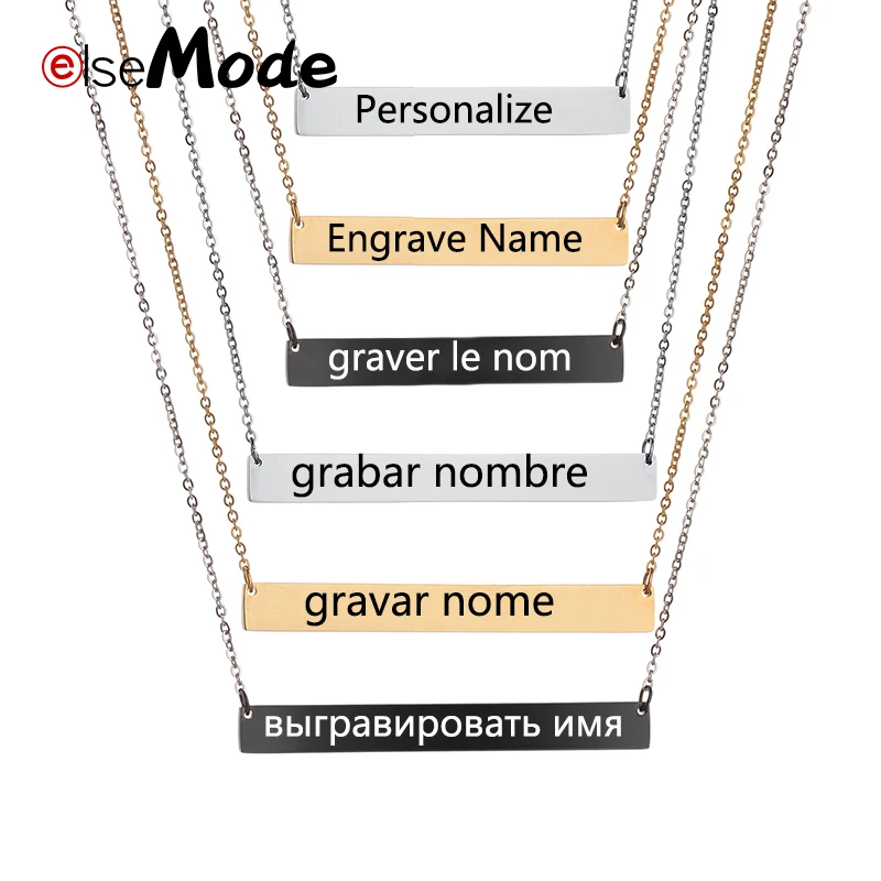 ELSEMODE индивидуальная гравировка имени ожерелье табличка с именем подвеска на