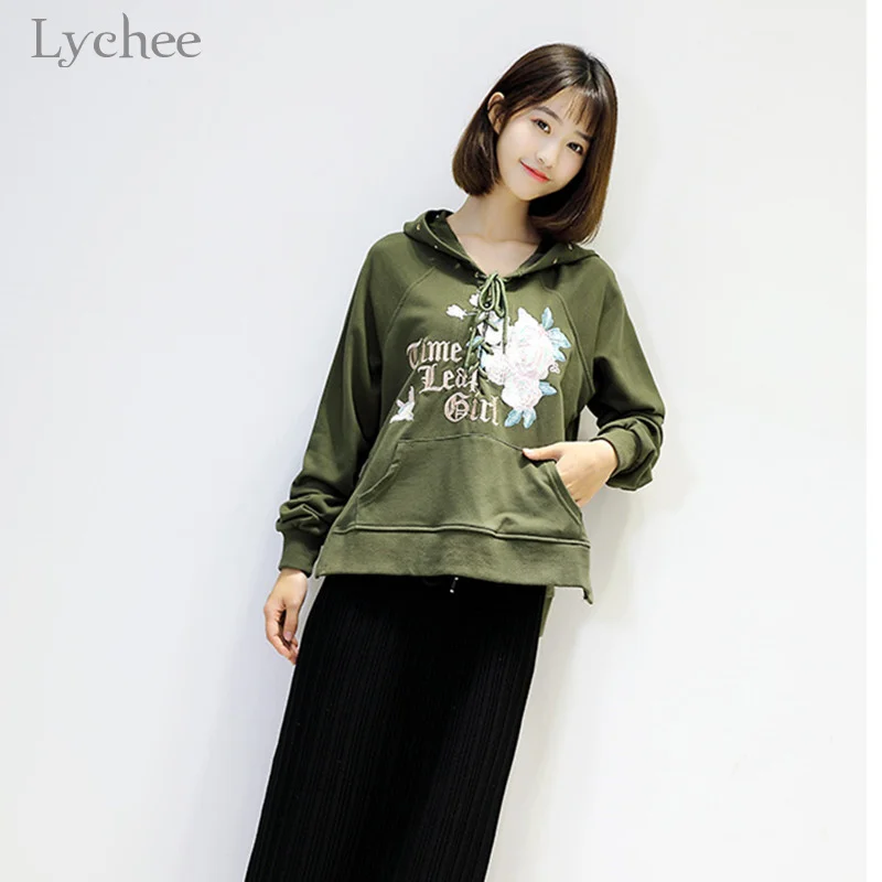 Lychee сезон весна-осень Очаровательная Женская толстовка с капюшоном цветочной