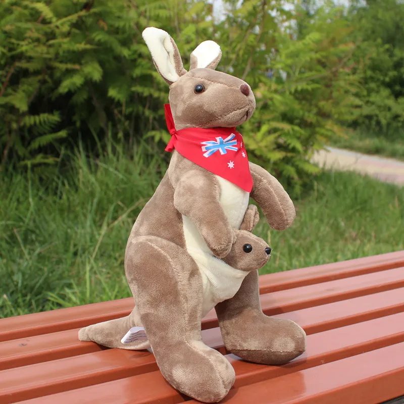

about 30cm red scarf brown kangaroo plush toy doll birthday gift b0465