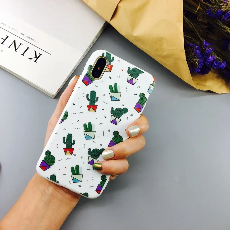 Чехол для телефона с изображением листьев карамельного цвета для iPhone 11 Pro X 6 6s 7 8 Plus XR XS Max кактус растения Модный мягкий резиновый, силиконовый, из термопластичного полиуретана, чехол для Fundas Coque для