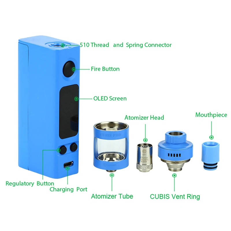 Joyetech eVic VTwo мини стартовый набор с 75 Вт CUBIS Pro 4 мл бак BF 0 5 Ом DL спиральная головка