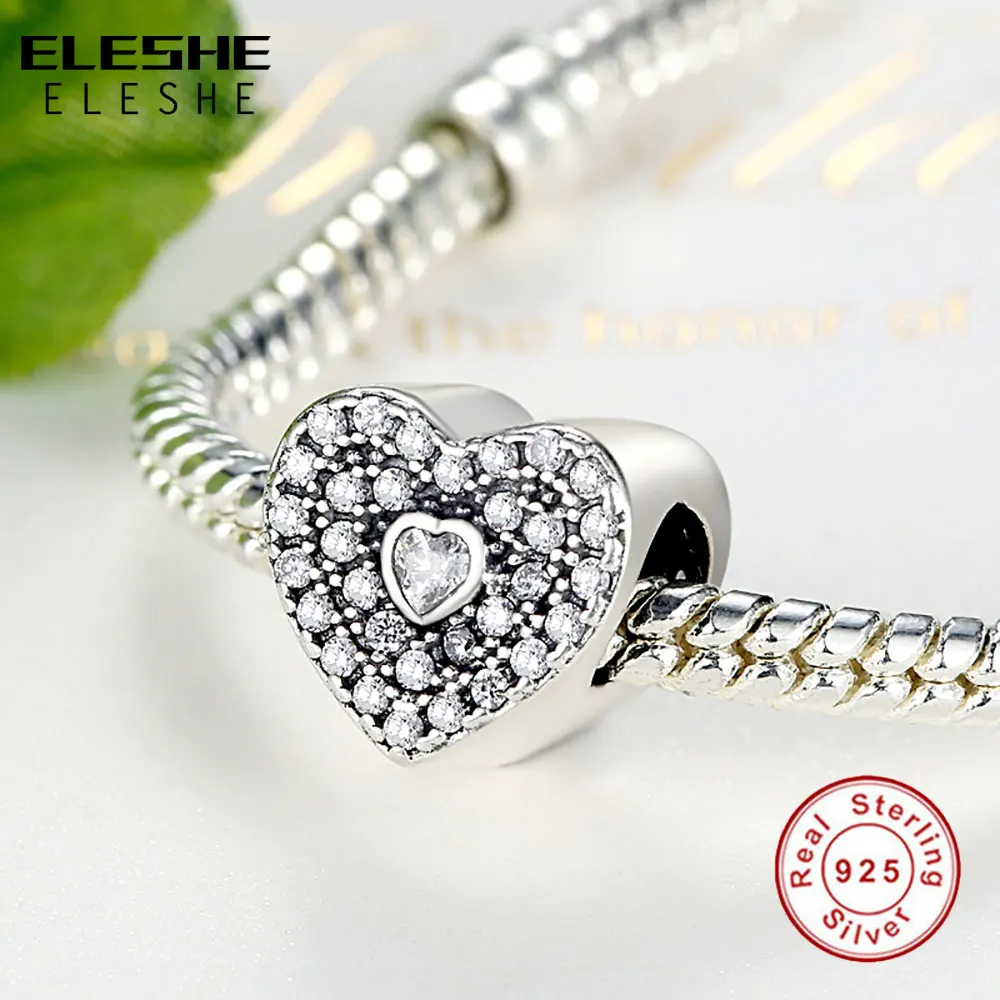ELESHE 925 Стерлингового Серебра Дейзи, Корона Кристалл CZ Подвески Fit очарование Pandora Браслет Ожерелье Подлинные Ювелирные Изделия Аксессуары