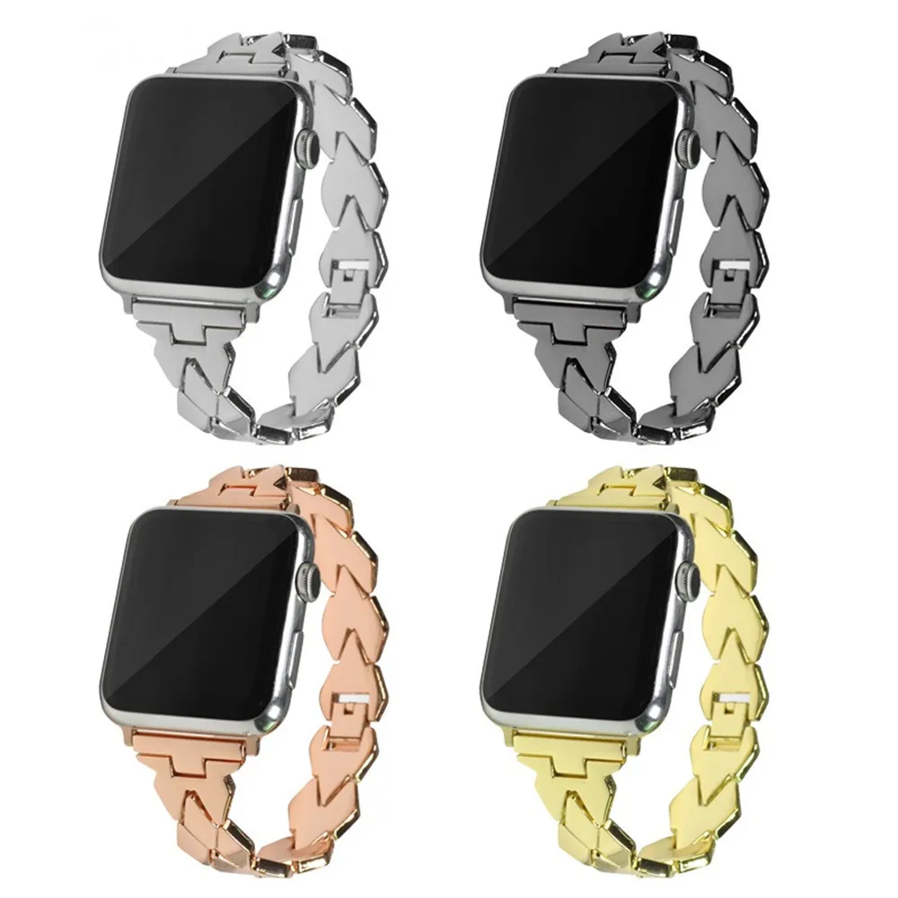 Браслет звеньевой из нержавеющей стали для Apple Watch Series 3 2 1 металлический ремешок
