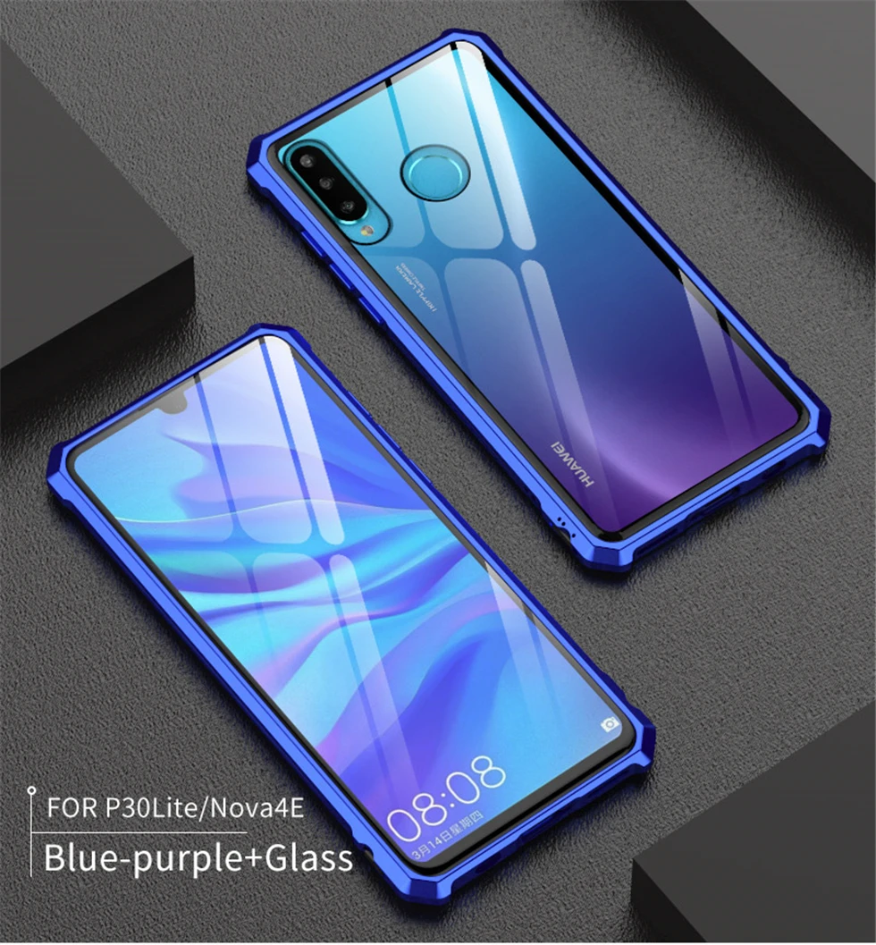 Противоударный металлический бампер Leanonus для huawei P30 Pro P30 Lite чехол из закаленного стекла задняя крышка для huawei P20 Lite P20 Pro Чехол