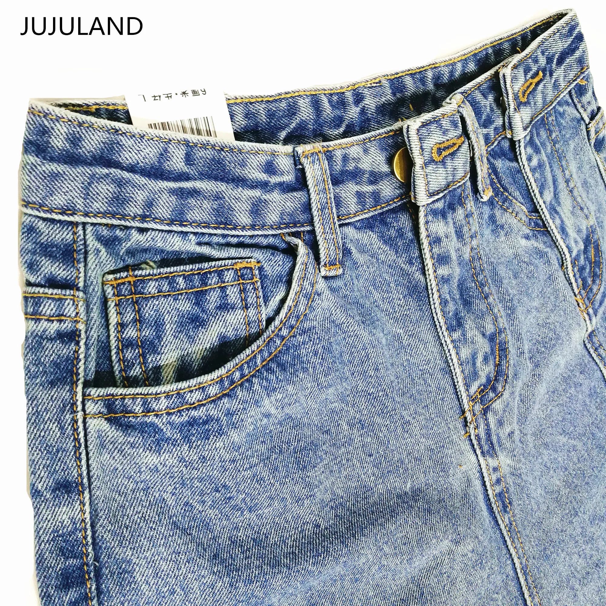 Женские джинсы с высокой талией JUJULAND рваные бойфренды узкой большие