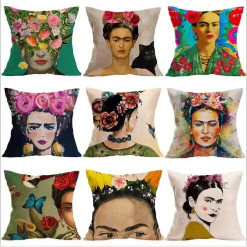 Мексиканский живописец Frida Caro женщина портрет печати льняная декоративная