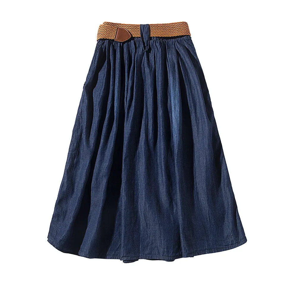 TEAEGG Женская юбка с поясом Весенняя повседневная Elascity длинная высокой талией