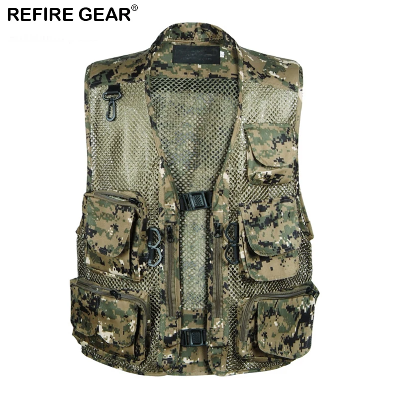 Refire gear открытый рыболовный сетчатый жилет мужской дышащий жилет без рукавов Камуфляжный жилет с несколькими карманами спасательные жилеты
