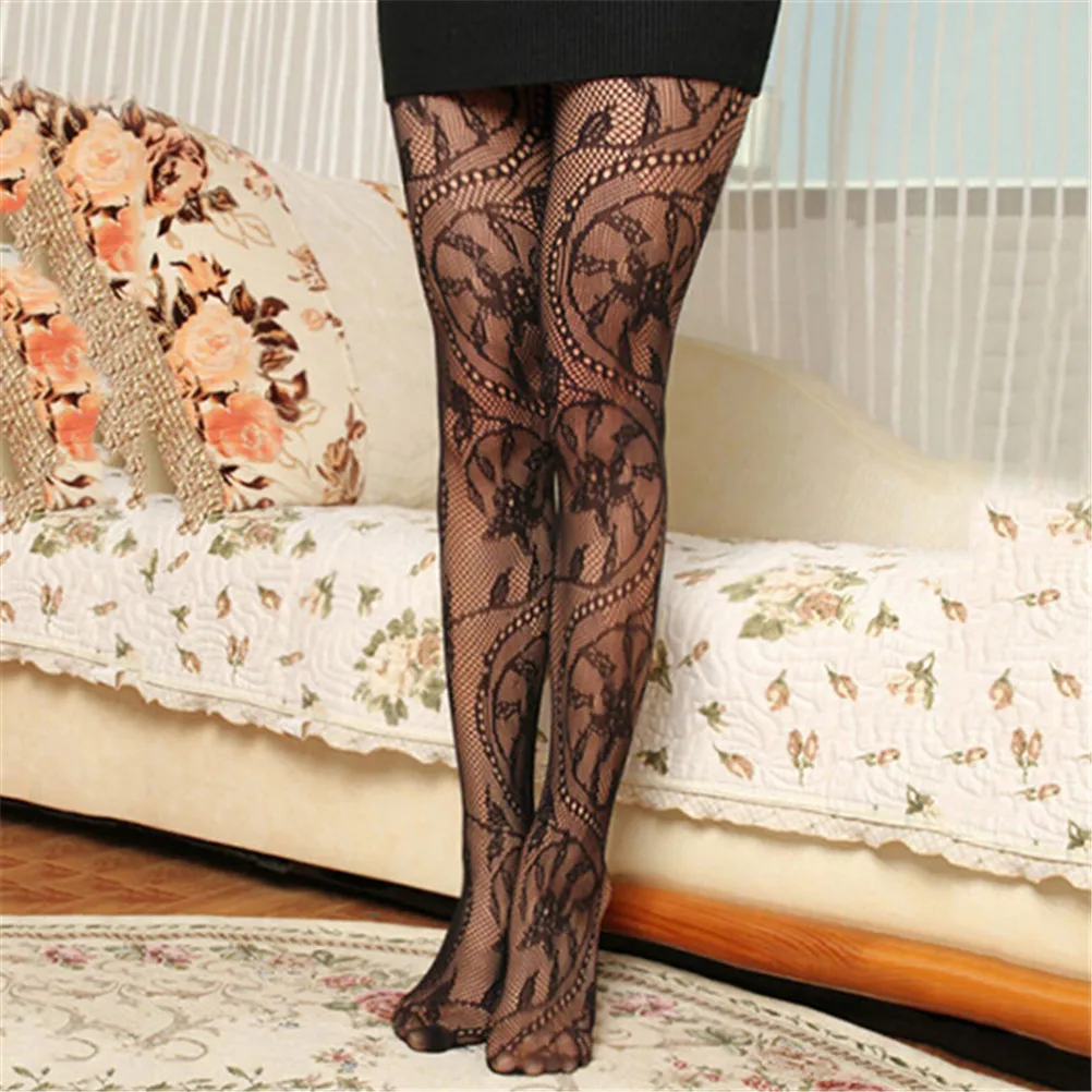 Пикантные высококачественные чулки с цветочным принтом сетчатые колготки в