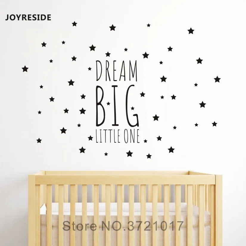 Joyestee Dream Big Little One Night Sleep Наклейка на стену виниловая наклейка Звездный декор для