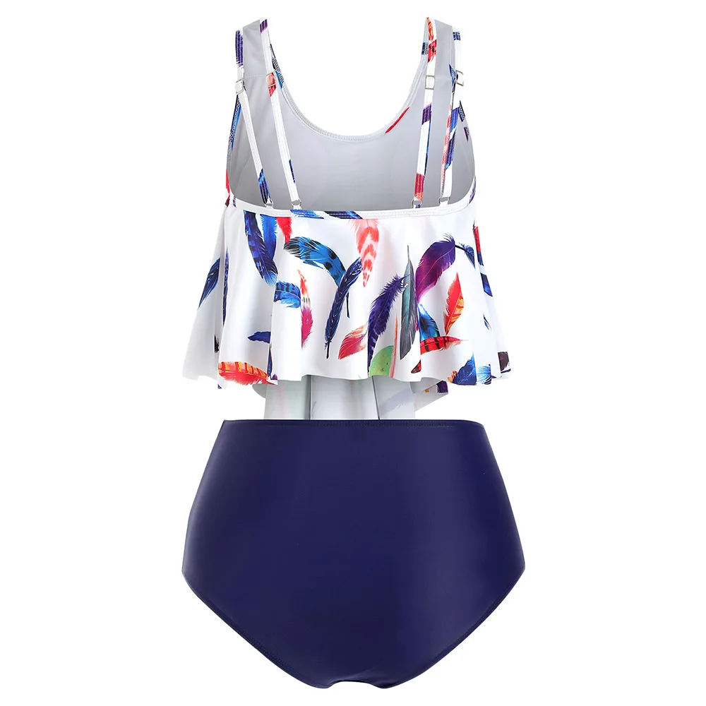 Женские Купальники Joineles с принтом в виде перьев и листьев купальник воланом