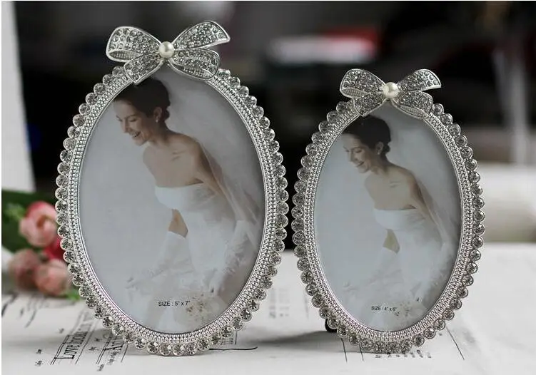 

6/7inch Pearl-encrusted metal oval photo frame Baby Photo Frame Creative photo frame for Home Decoration and gif XC0019