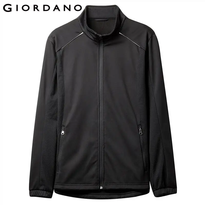 Мужская куртка с воротником стойкой Giordano теплая флисовой подкладкой контрастный