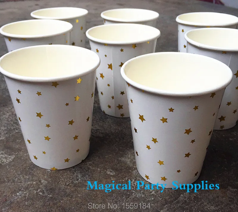 Бесплатная доставка 800 шт. бумажные стаканчики из фольги с золотой и белой