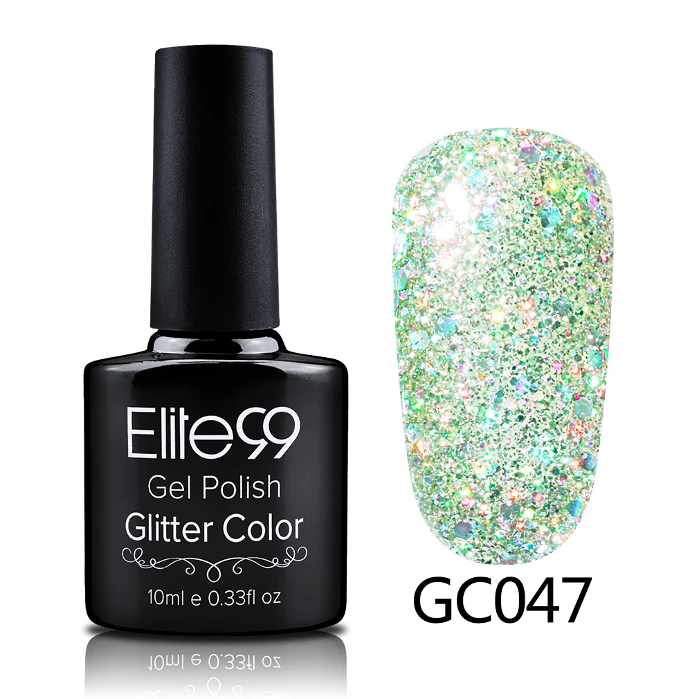 S-GC047 Elite99 10 мл Soak Off блёстки Блеск УФ гель лак Diamond для ногтей гель для ногтей с блестками красота направление Atr - Цвет: S-GC047
