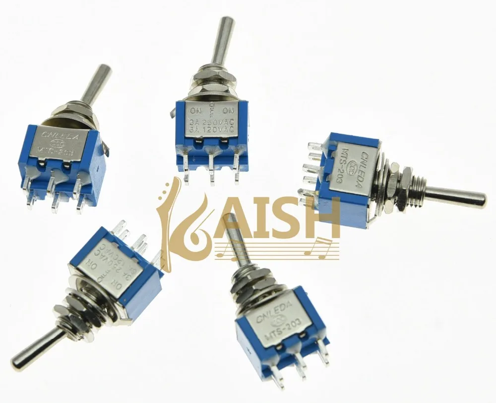 

KAISH 5x Guitar Mini Toggle Switch ON-OFF-ON 6 PIN Switches