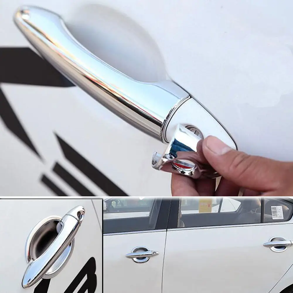 8 шт. хромированные покрытия для дверных ручек + 4 крышки чашек Tirm Стайлинг