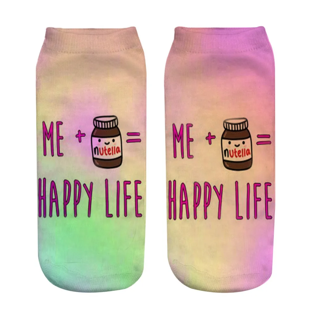 Повседневные стильные носки Nutella Happy Life с 3D принтом мужские и женские короткие
